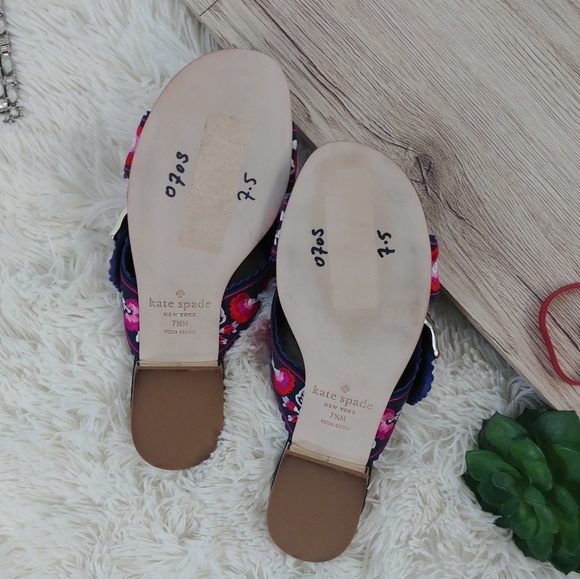 Kate Spade Denim Floral Embroidered Sandals - Picture 6 of 7